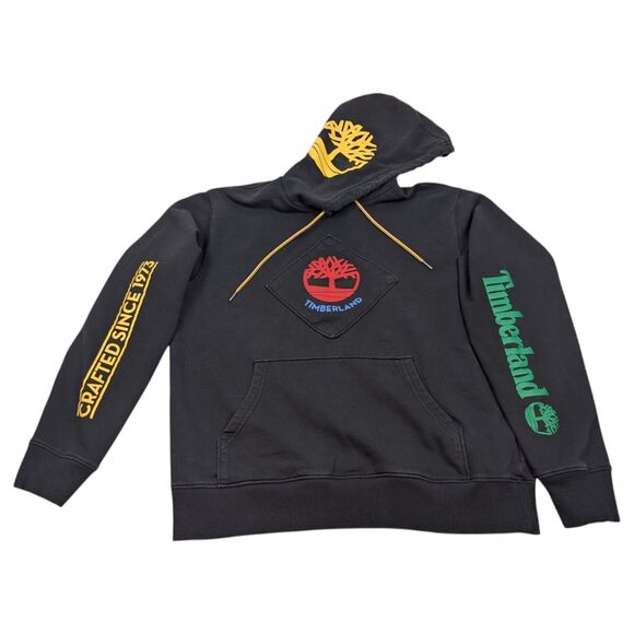 Men's Timberland Tree Core Logo Colorful Pullover Hoodie Size Large - Picture 2 of 12